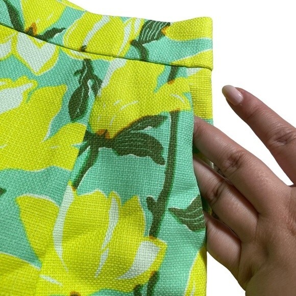 J Crew Womens Size 6 Floral Straight Above Knee Pencil Skirt Yellow and Blue - Picture 5 of 14